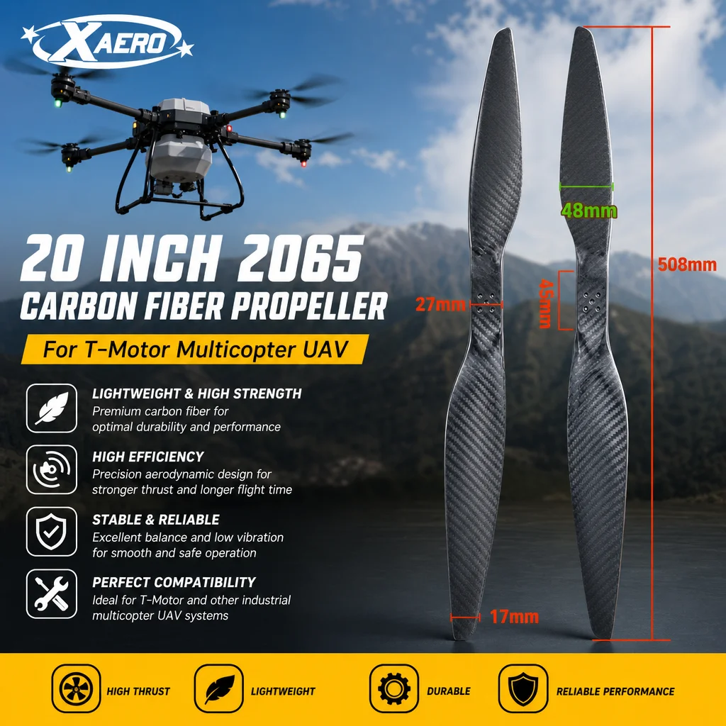 XAERO 20 inch 2065 Carbon Fiber Propeller for T-Motor Multicopter UAV
XAERO 20 inch 2065 Carbon Fiber Propeller for T-Motor Multicopter UAV