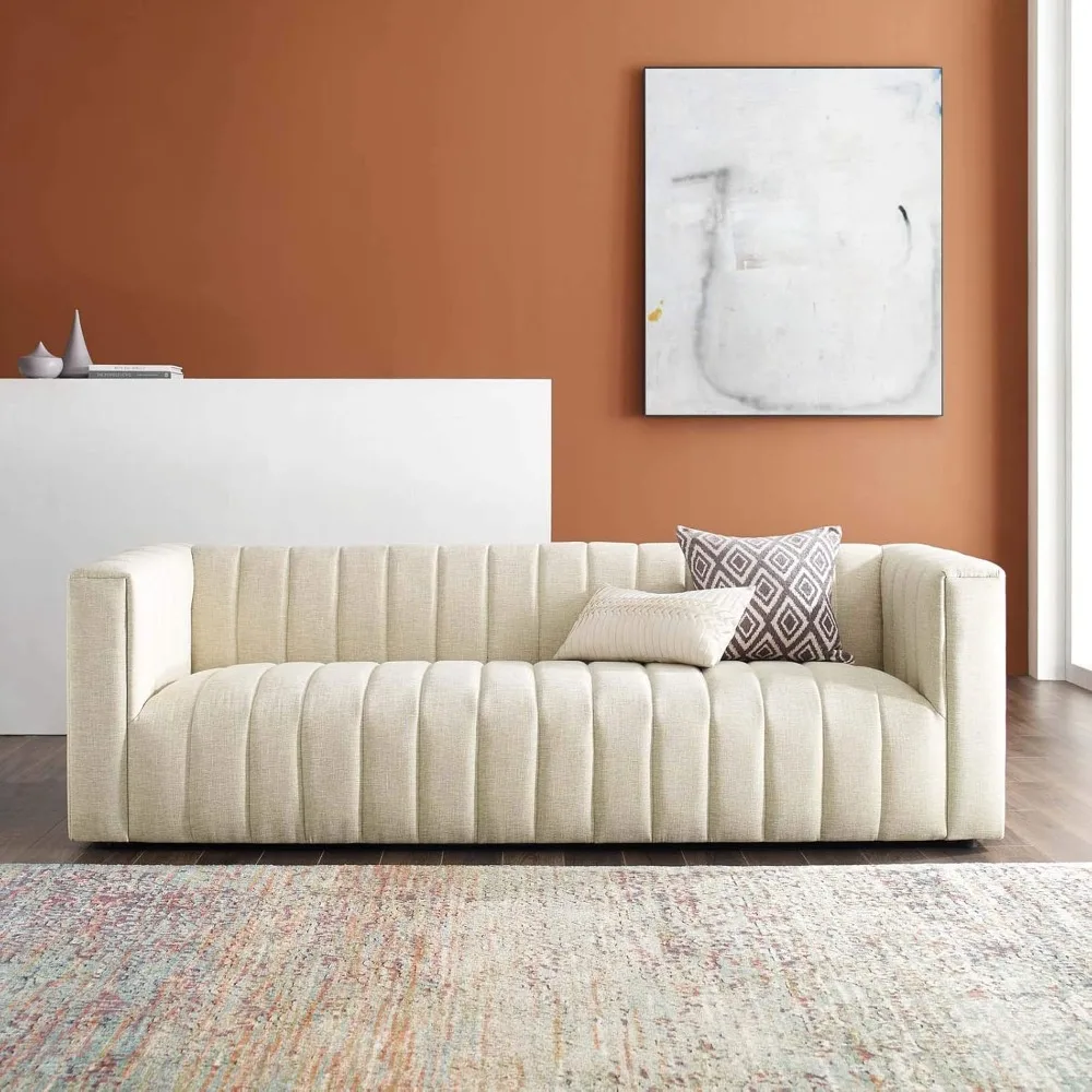 Channel Tufted Upholstered Fabric Sofa with Dense Foam Padding and Spring Coil System
Channel Tufted Upholstered Fabric Sofa with Dense Foam Padding and Spring Coil System