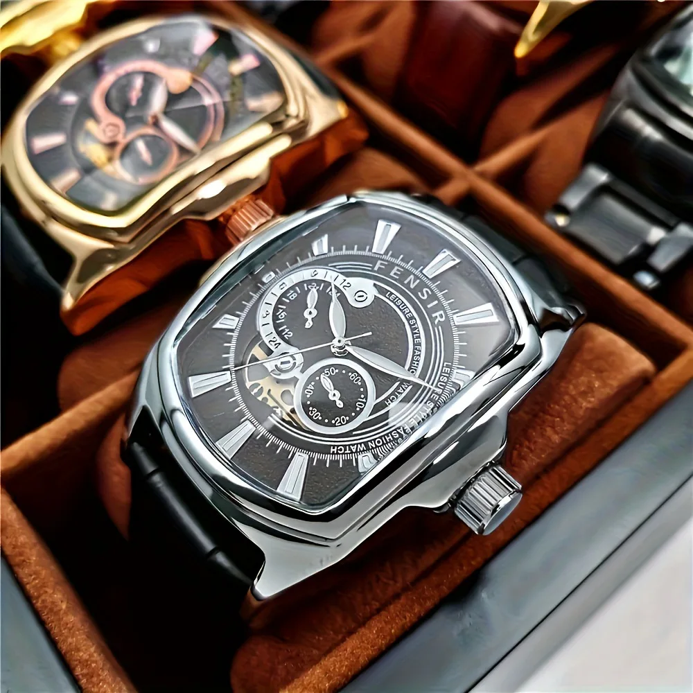 Tonneau Hot selling Creative Unique Design Personality Style Watch Men classical Steel Luminous Leather Strap Male Wristwatch
Tonneau Hot selling Creative Unique Design Personality Style Watch Men classical Steel Luminous Leather Strap Male Wristwatch
