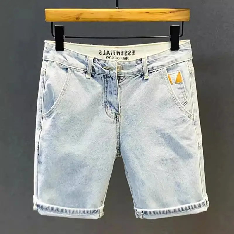 Light-colored Denim Shorts Men's Summer Brand Casual Handsome Elastic Breeches Straight Mens Slim Jean Shorts Medium Pants
Light-colored Denim Shorts Men's Summer Brand Casual Handsome Elastic Breeches Straight Mens Slim Jean Shorts Medium Pants