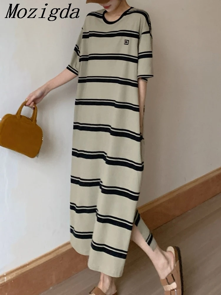 Summer New Lazy Style Round Neck Lazy T-shirt Dress Women Striped Plus Size Short Sleeved Woman Dress Ladies Dresses Vestidos
Summer New Lazy Style Round Neck Lazy T-shirt Dress Women Striped Plus Size Short Sleeved Woman Dress Ladies Dresses Vestidos