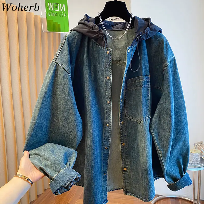 Vintage Denin Patchwork Hooded Coat Women Clothing Fashion Korean Y2k Pocket Tops Casual Outwear 2025 Ropa Mujer Oversized Coat
Vintage Denin Patchwork Hooded Coat Women Clothing Fashion Korean Y2k Pocket Tops Casual Outwear 2025 Ropa Mujer Oversized Coat