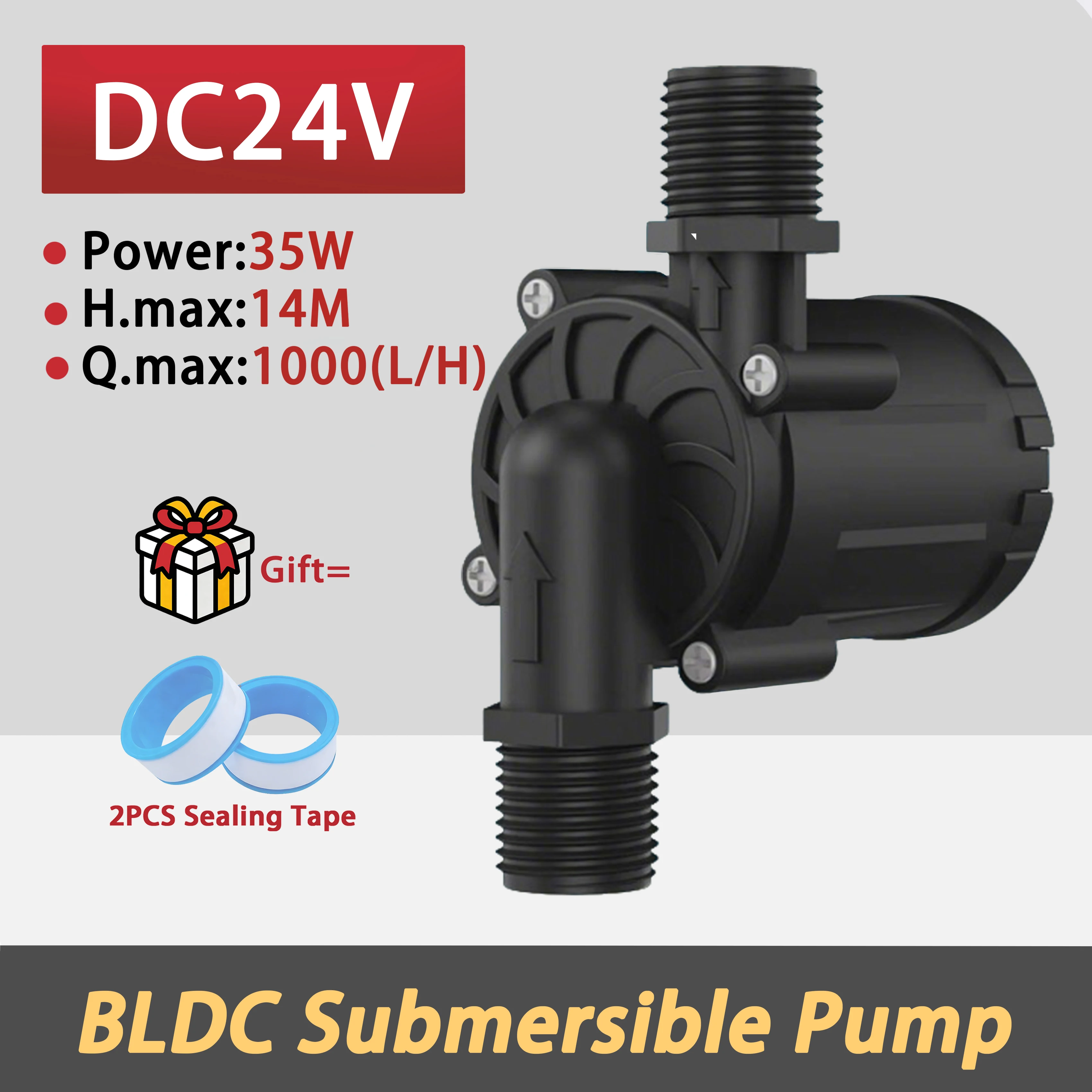 DC24V Brushless Submersible Pump,14M High Head Water Booster Pump for Water Heater, 1000L/H Circulation Pump with Dry Protection
DC24V Brushless Submersible Pump,14M High Head Water Booster Pump for Water Heater, 1000L/H Circulation Pump with Dry Protection