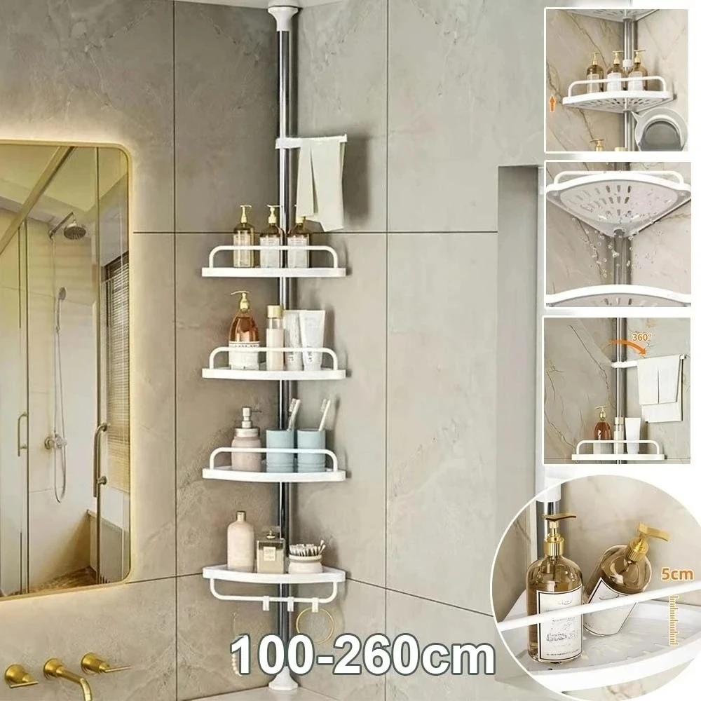 Floor-to-ceiling Shower Caddy Bathtub Organizer Adjustable From 100 To 260 Cm with Drainage No-drill for Toiletries Accessories
Floor-to-ceiling Shower Caddy Bathtub Organizer Adjustable From 100 To 260 Cm with Drainage No-drill for Toiletries Accessories