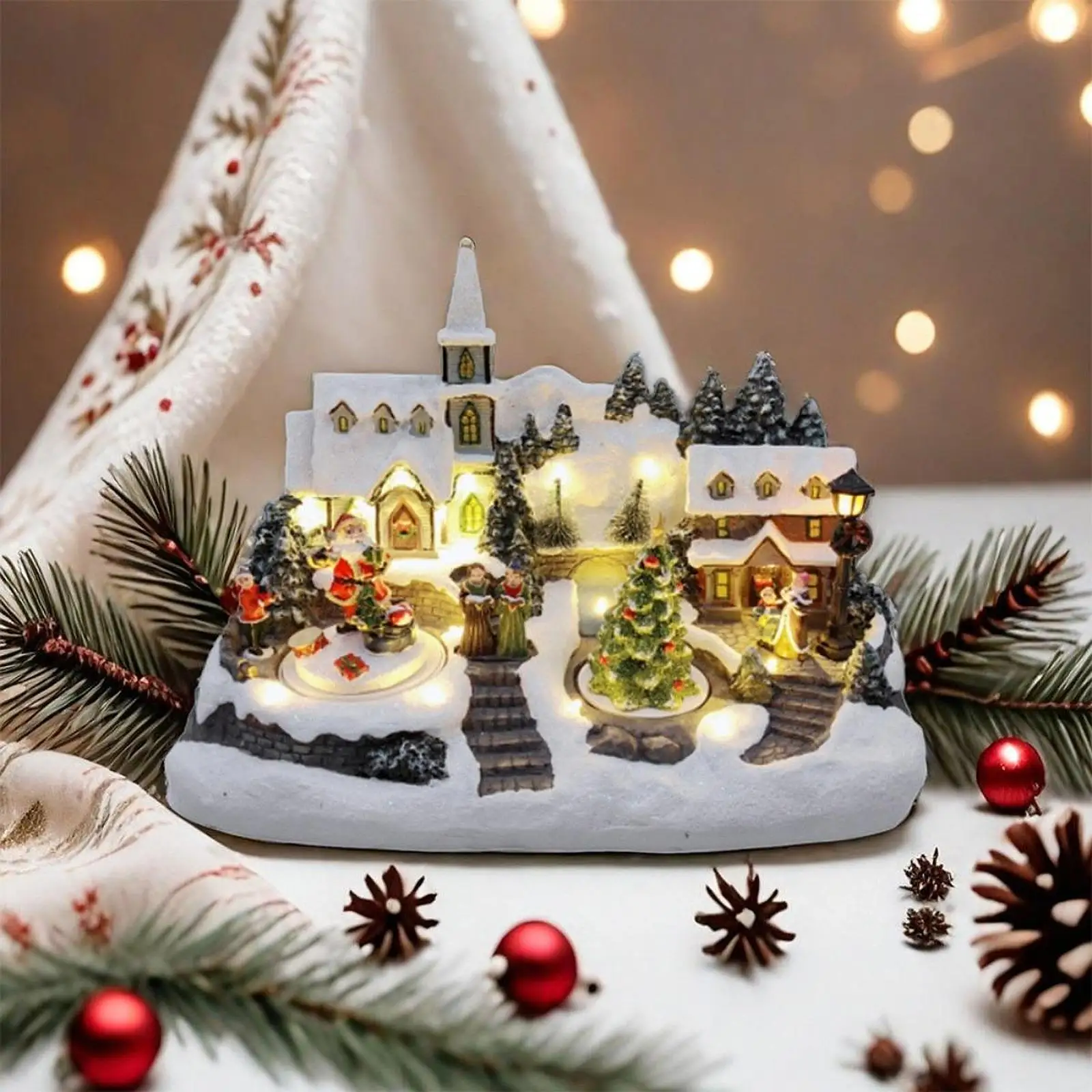 Musical Christmas Village Houses Desktop Centerpiece Lighted up Collectible Buildings Christmas Decoration for Party Cabinet
Musical Christmas Village Houses Desktop Centerpiece Lighted up Collectible Buildings Christmas Decoration for Party Cabinet