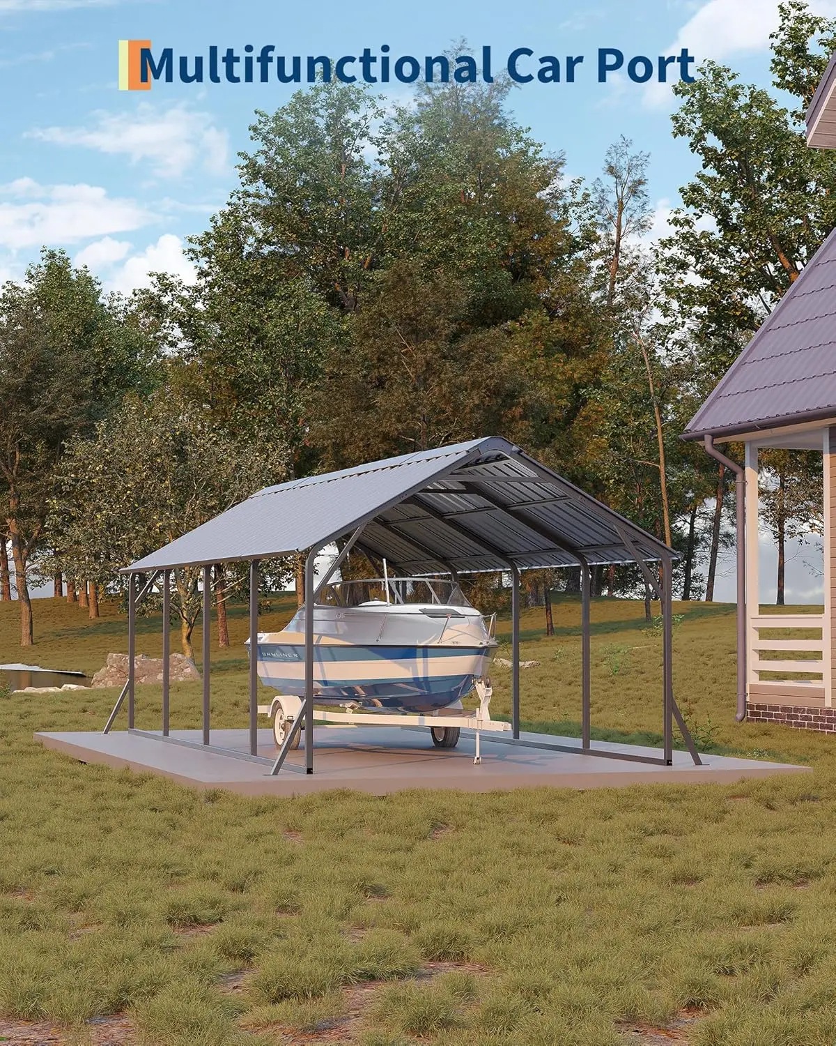 Heavy Duty 11×20×9FT Vertical Roof Steel Carport, All Weather Outdoor Shelter for Various Large Vehicles, Customized
Heavy Duty 11×20×9FT Vertical Roof Steel Carport, All Weather Outdoor Shelter for Various Large Vehicles, Customized