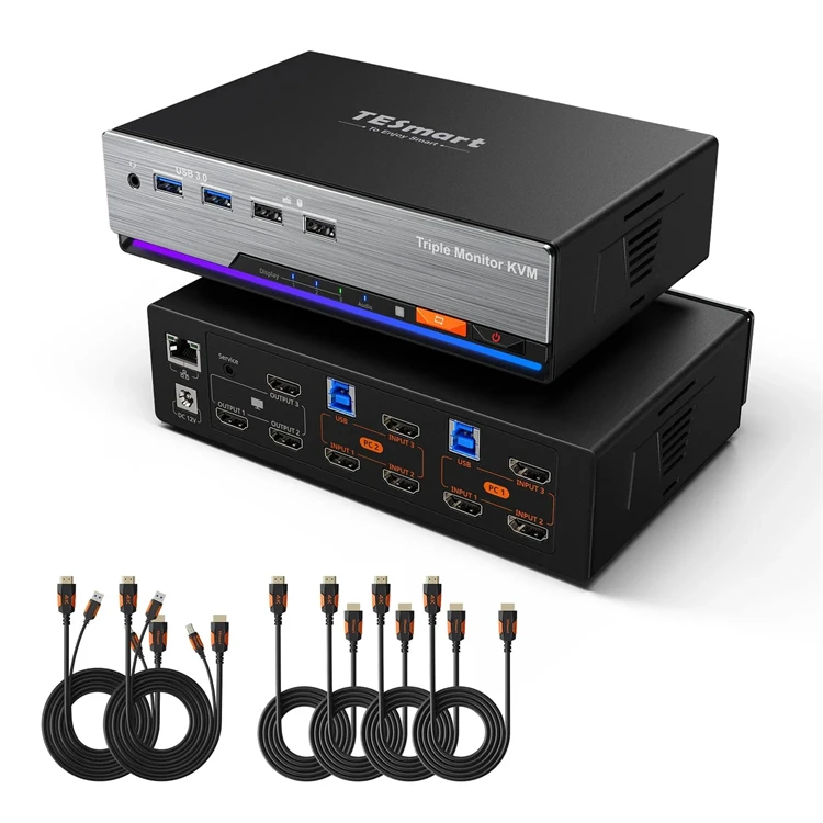 TESmart Triple 4K60Hz H D KVM Switch Gaming Dock For 2 PCs & 3 Monitors, W/ EDID 2x3 KVM Switcher
TESmart Triple 4K60Hz H D KVM Switch Gaming Dock For 2 PCs & 3 Monitors, W/ EDID 2x3 KVM Switcher