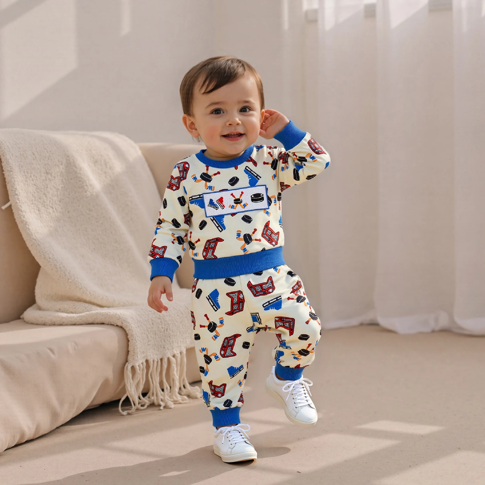 Baby Clothing Boy 2Pcs Fall Outfit Long Sleeve Hockey Print Sweatshirt + Pants Set Newborn Warm Clothes
Baby Clothing Boy 2Pcs Fall Outfit Long Sleeve Hockey Print Sweatshirt + Pants Set Newborn Warm Clothes