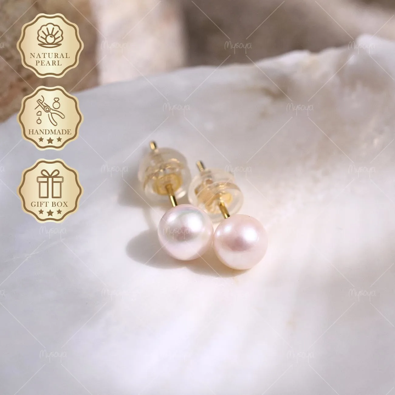 Mysoya Japan Akoya Pearl Stud Earrings 5.5-6mm Golden S925 Gift Box Valentine's Day Birthday Gift For Her
Mysoya Japan Akoya Pearl Stud Earrings 5.5-6mm Golden S925 Gift Box Valentine's Day Birthday Gift For Her