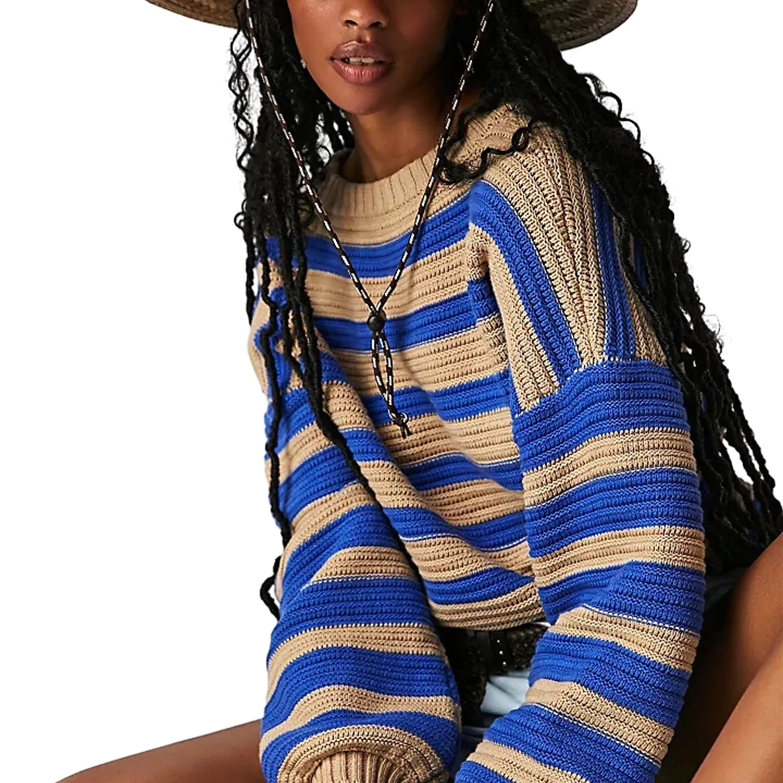Fashion Women's Round Neck Long Sleeve Pullover Tops Winter Warmer Casual Crochet Knitwear 2024 Autumn Striped Sweaters
Fashion Women's Round Neck Long Sleeve Pullover Tops Winter Warmer Casual Crochet Knitwear 2024 Autumn Striped Sweaters