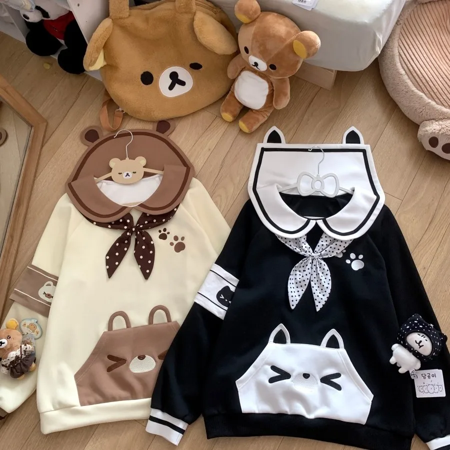 Blurredbear Original, новая осенне-зимняя толстовка в стиле пэчворк с вышивкой и темно-синим воротником, женская, универсальная, милая, для дома и отдыха
Blurredbear Original, новая осенне-зимняя толстовка в стиле пэчворк с вышивкой и темно-синим воротником, женская, универсальная, милая, для дома и отдыха