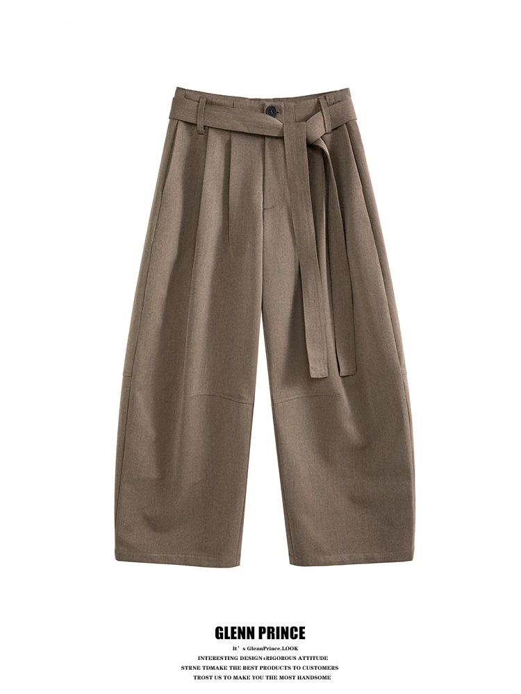 American Retro Pleated Sword Way West Pants Men Commuting Drape Loose Wide Leg Casual Pants Belt Waist Design Polyester Blend
American Retro Pleated Sword Way West Pants Men Commuting Drape Loose Wide Leg Casual Pants Belt Waist Design Polyester Blend