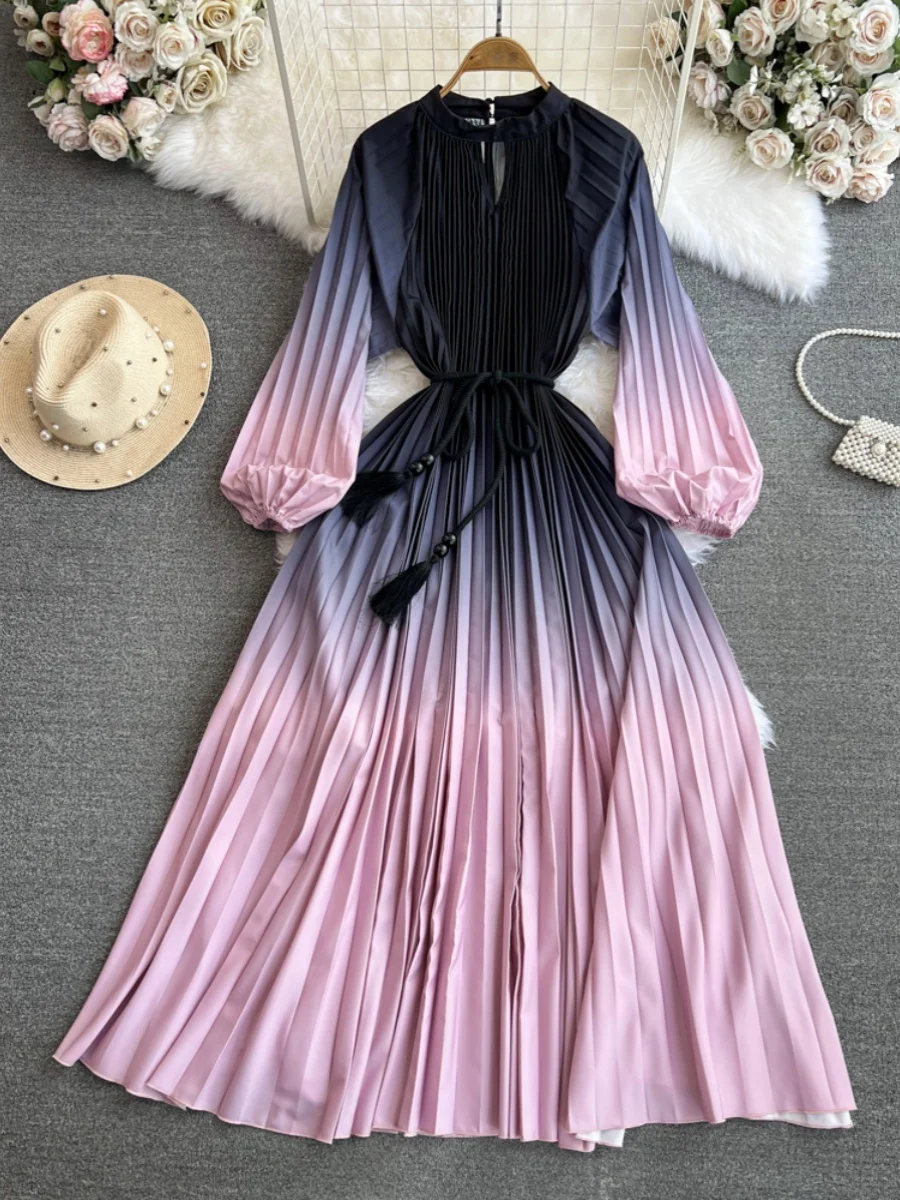 Ele adient Color A-Line Long Sve Empire Waist Dr Pleated Lantern Dr for Women in Their Prime Autumn Season
Ele adient Color A-Line Long Sve Empire Waist Dr Pleated Lantern Dr for Women in Their Prime Autumn Season