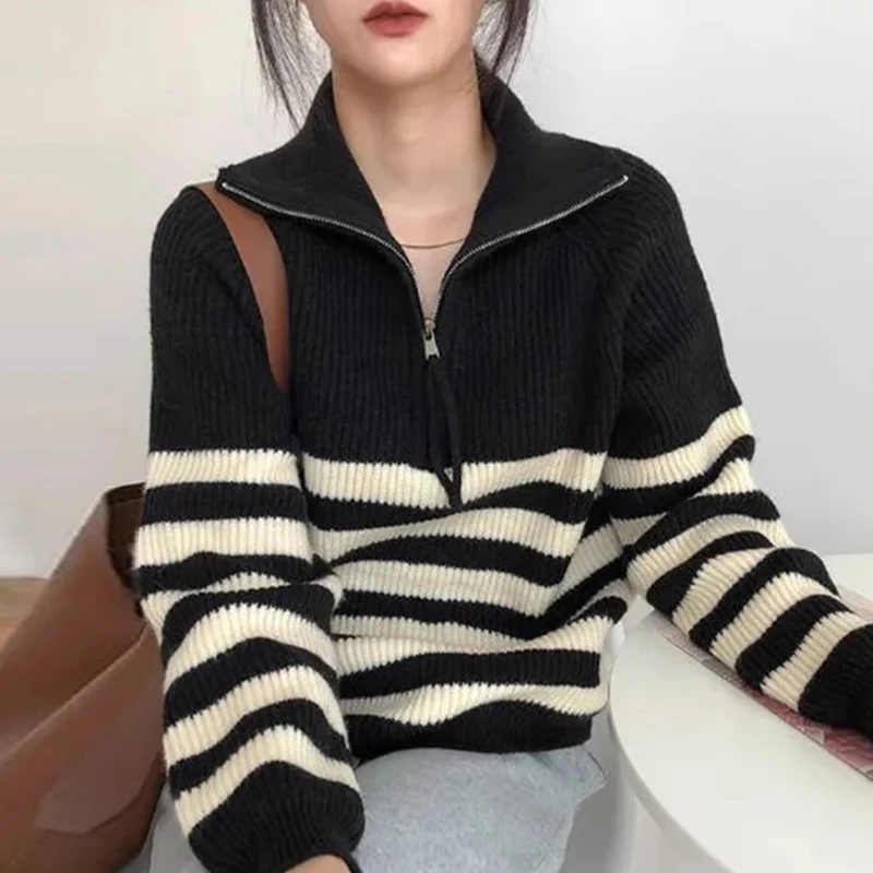 Chic Autumn Winter Loose Fit Casual Striped Long Sve Knitted Sweater Women's Zipper f Zip Color Blo Sweater Commute S...
Chic Autumn Winter Loose Fit Casual Striped Long Sve Knitted Sweater Women's Zipper f Zip Color Blo Sweater Commute S...