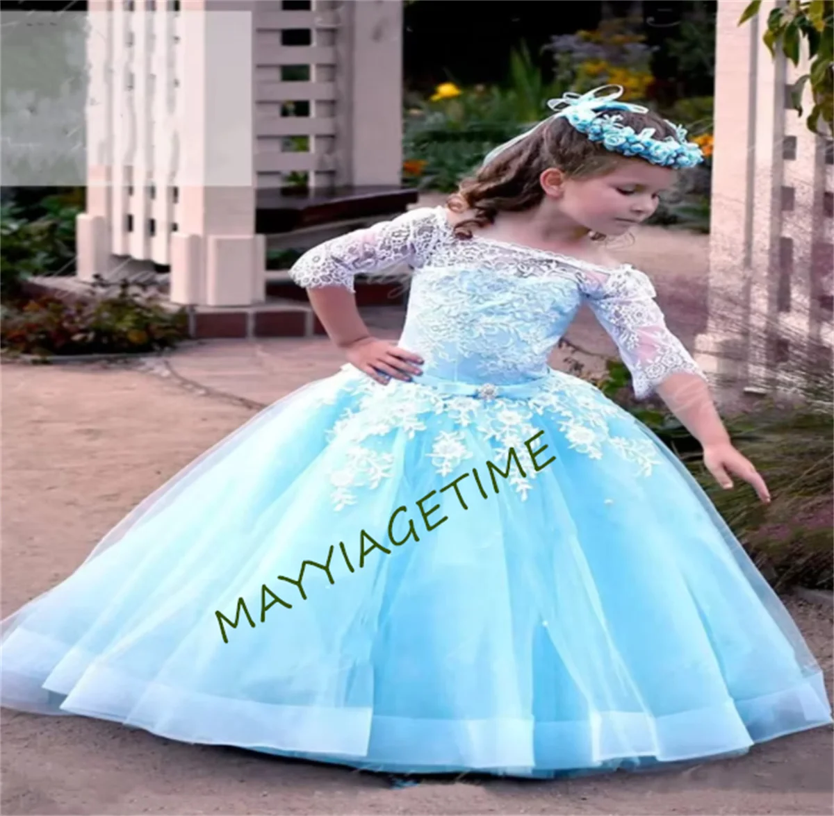 CuteSky Blue Flower Girl Dress Half Sleeve Off the Shoulder Elegant Girls Birthday Prom Party Princess Gowns
CuteSky Blue Flower Girl Dress Half Sleeve Off the Shoulder Elegant Girls Birthday Prom Party Princess Gowns