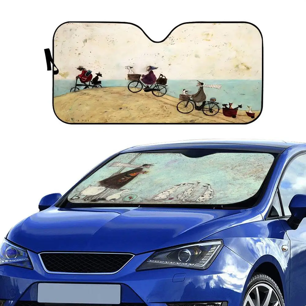 Sam Toft Art Abstract Landscape Car Window Sun Shade Windshield Anti-UV Protection Front Rear Windshield Block Cover Accessories