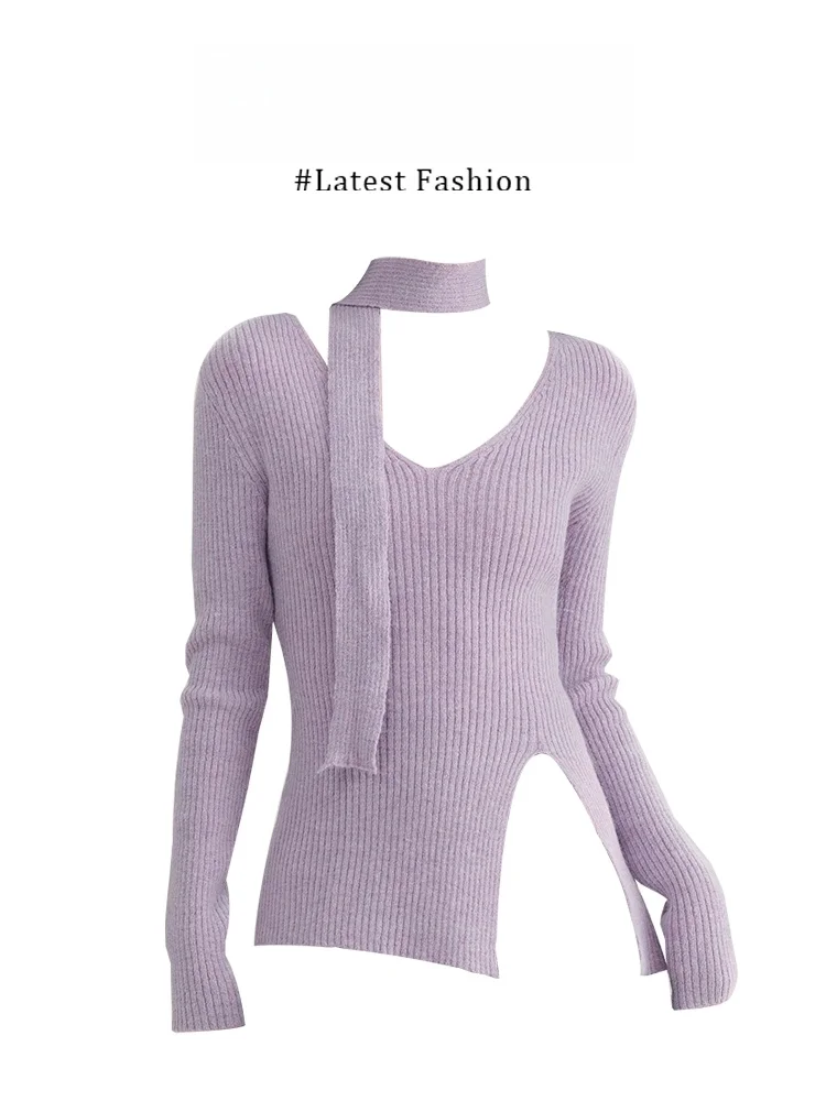 Korean Style V-Neck Hanging Neck Slit Knitted Sweater Women's Winter Inner Wear Base Shirt Top Fashion City Walk Long Sleeve
Korean Style V-Neck Hanging Neck Slit Knitted Sweater Women's Winter Inner Wear Base Shirt Top Fashion City Walk Long Sleeve