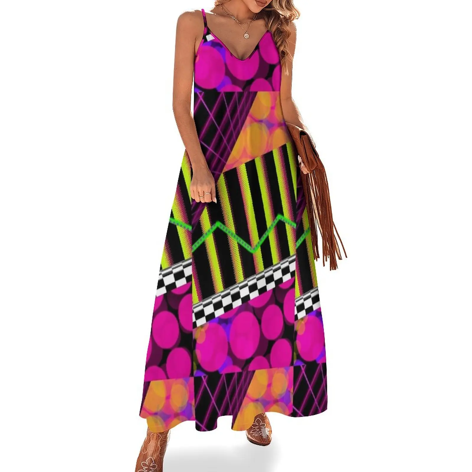 Electric BananaWaves - 80's style neon abstract graph grid Sleeveless Long Dress Women's summer suit elegant women's sets Dress
Electric BananaWaves - 80's style neon abstract graph grid Sleeveless Long Dress Women's summer suit elegant women's sets Dress