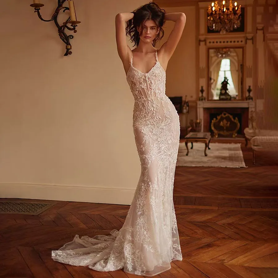2025 Mermaid Wedding Dress Embroidered V Neck Beaded Sleeveless Sexy Sleeveless Zipper Vestido De Novia
2025 Mermaid Wedding Dress Embroidered V Neck Beaded Sleeveless Sexy Sleeveless Zipper Vestido De Novia