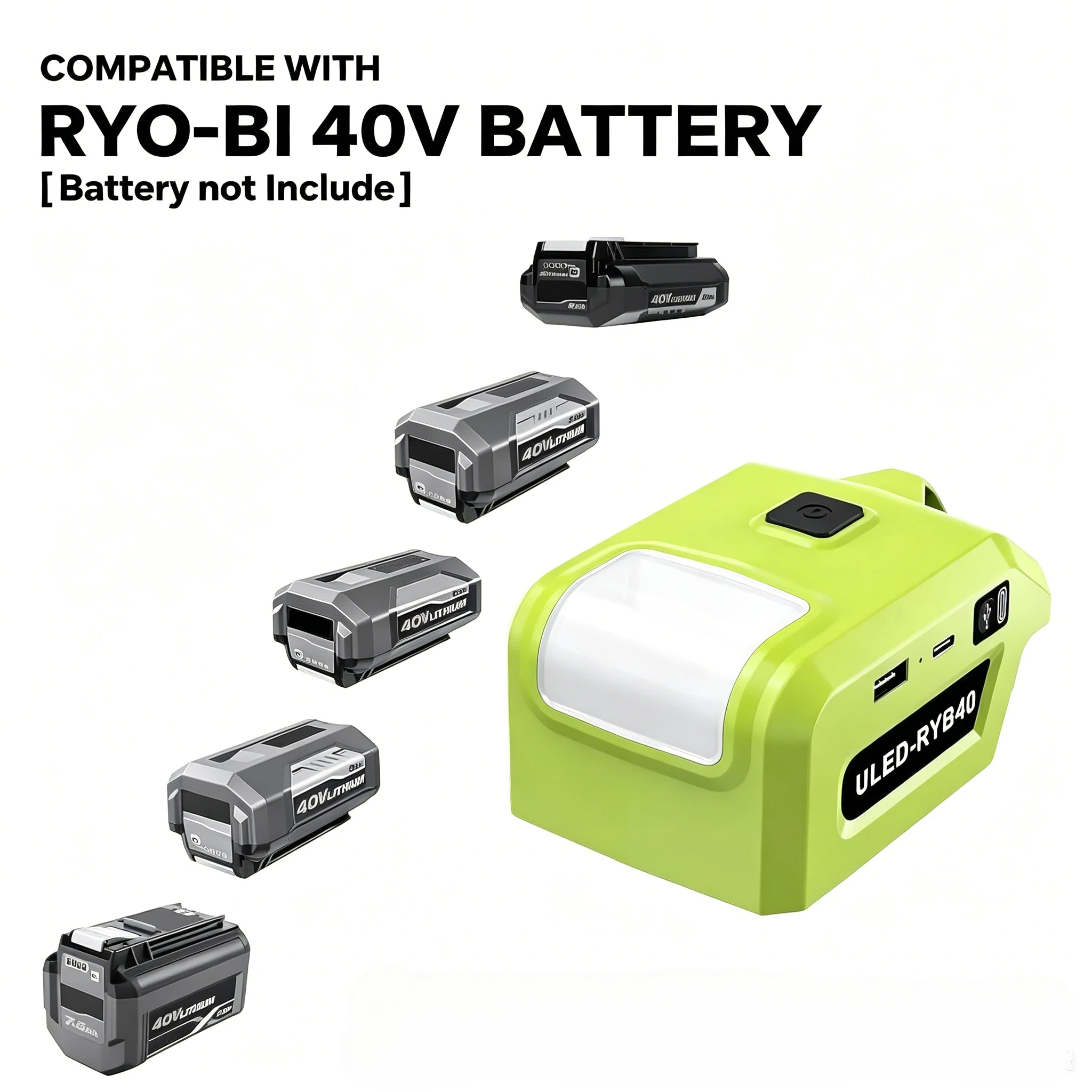 30W Portable USB Charger Adapter for Ryobi 40V Battery with 5W LED Work Light Type‑C PD Outdoor Power Adapter
30W Portable USB Charger Adapter for Ryobi 40V Battery with 5W LED Work Light Type‑C PD Outdoor Power Adapter