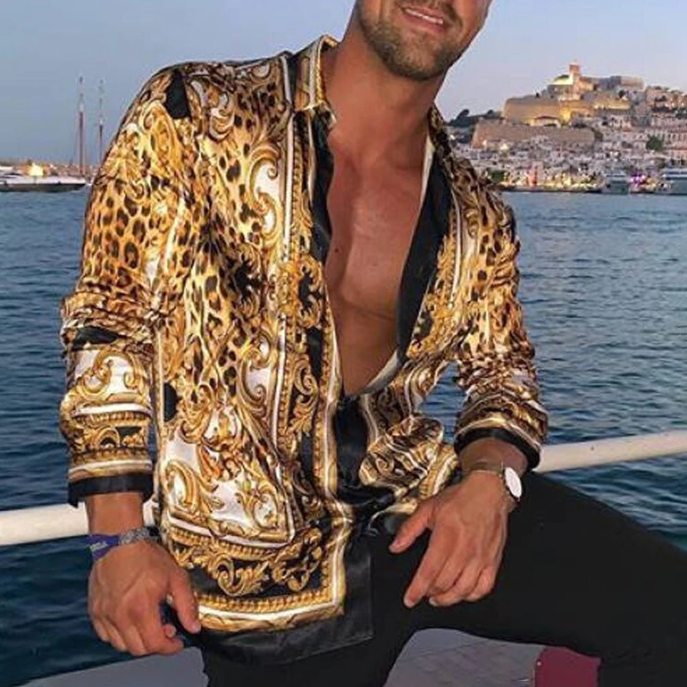 2024 New Autumn Mens Fashion Loose Lapel Long-Sleeved Shirt Casual Leopard Print Retro Baroque Palace Floral Print Top
2024 New Autumn Mens Fashion Loose Lapel Long-Sleeved Shirt Casual Leopard Print Retro Baroque Palace Floral Print Top