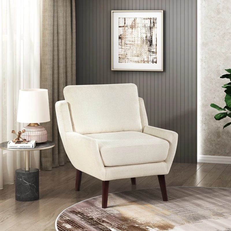 Beige Chenille Seat Cushion with Solid Wood Legs, Contemporary Accent Chair, Durable Upholstered Design
Beige Chenille Seat Cushion with Solid Wood Legs, Contemporary Accent Chair, Durable Upholstered Design