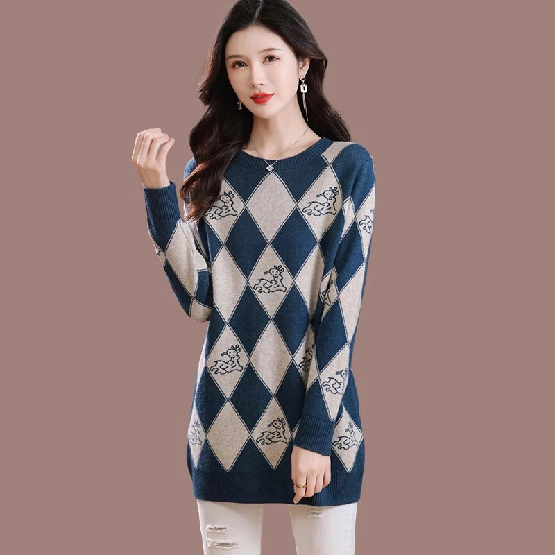 New Women Plaid Wool Sweater Autumn Winter Fashion O-Neck Long Sleeve Contrast Color Knitted Sweater Casual Loose Long Pullover
New Women Plaid Wool Sweater Autumn Winter Fashion O-Neck Long Sleeve Contrast Color Knitted Sweater Casual Loose Long Pullover