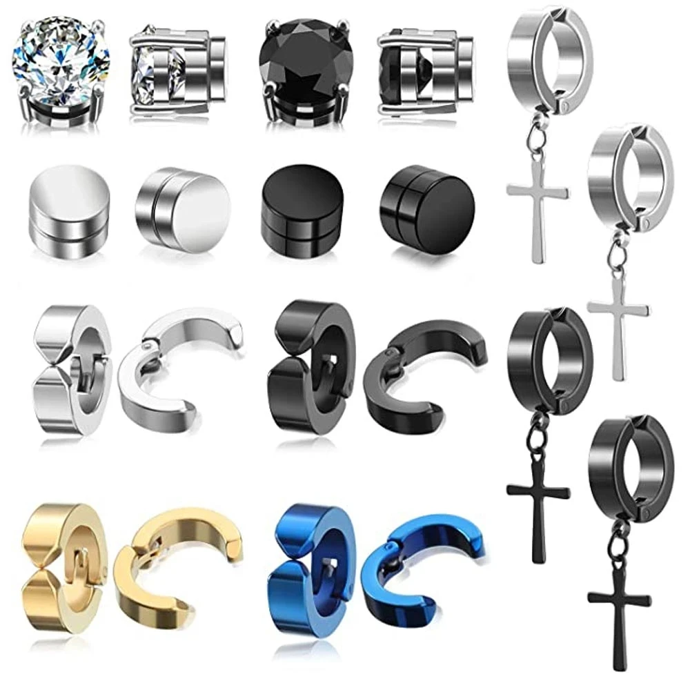 10 Pairs Stainless Steel Non-Piercing Magnetic Stud Earrings Unisex CZ Magnet Ear close Clip Women Men Punk Hip Hop Earring Set
10 Pairs Stainless Steel Non-Piercing Magnetic Stud Earrings Unisex CZ Magnet Ear close Clip Women Men Punk Hip Hop Earring Set