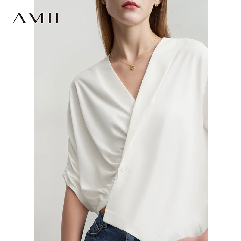 Amii Women's Blouse 2026 Summer New V-Neck Asymmetric Pleated Mid Sleeve Shirt Relaxed Fit Office Casual Top For Women 12622117
Amii Women's Blouse 2026 Summer New V-Neck Asymmetric Pleated Mid Sleeve Shirt Relaxed Fit Office Casual Top For Women 12622117