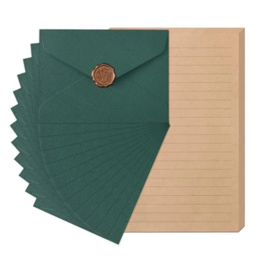 48 Pieces Stationery Set with Envelopes 24 Kraft Paper Sheets + 12 Linen Texture Envelopes+12 Wax Seal Stickers,Stationery Lett
48 Pieces Stationery Set with Envelopes 24 Kraft Paper Sheets + 12 Linen Texture Envelopes+12 Wax Seal Stickers,Stationery Lett