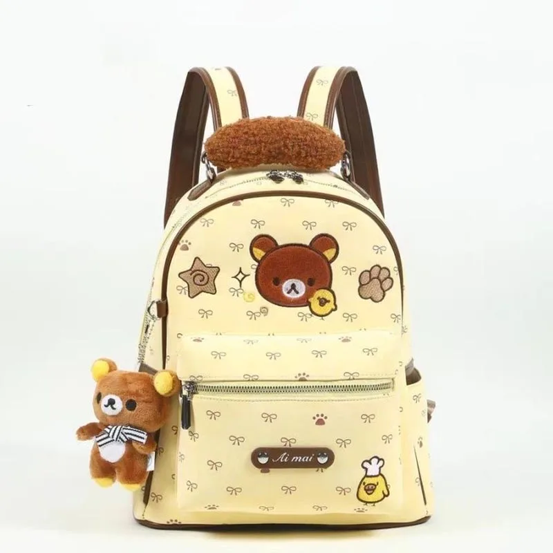 Cartoon Cute Rilakkuma Backpack fashion Kawaii Bow Bear Pattern PU Backpack Women Trend Large Capacity Travel Student Schoolbag
Cartoon Cute Rilakkuma Backpack fashion Kawaii Bow Bear Pattern PU Backpack Women Trend Large Capacity Travel Student Schoolbag