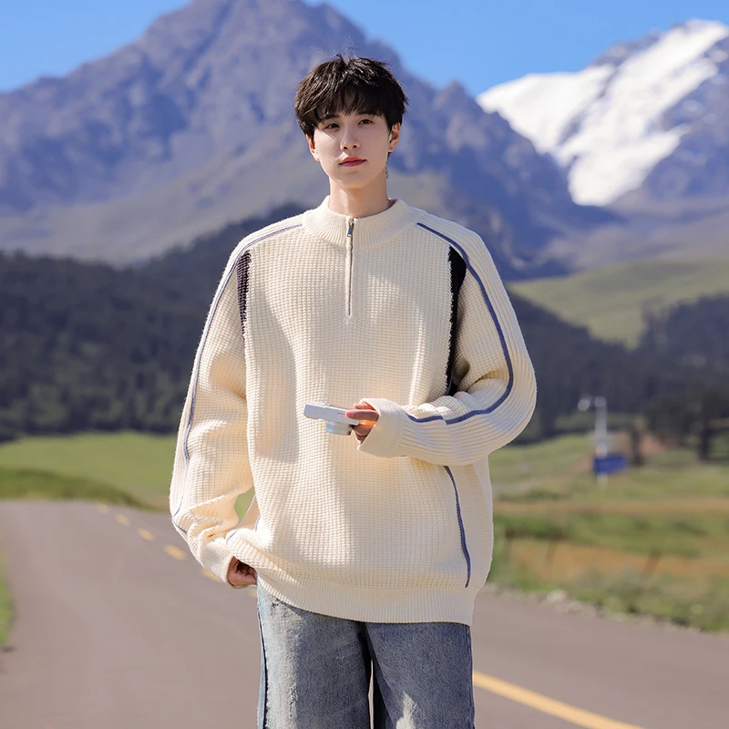 Осень и зима, свободная, удобная, модная, универсальная, вязаная домашняя одежда, простой натуральный мужской пуловер на полумолнии, свитер
Осень и зима, свободная, удобная, модная, универсальная, вязаная домашняя одежда, простой натуральный мужской пуловер на полумолнии, свитер