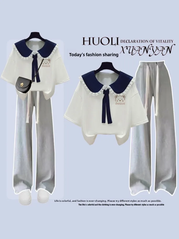 Korean College Style Girl Set Fashion High School Junior High Student Navy Collar Short Sleeve Ice Silk Wide Leg Pants Two Pi...
Korean College Style Girl Set Fashion High School Junior High Student Navy Collar Short Sleeve Ice Silk Wide Leg Pants Two Pi...