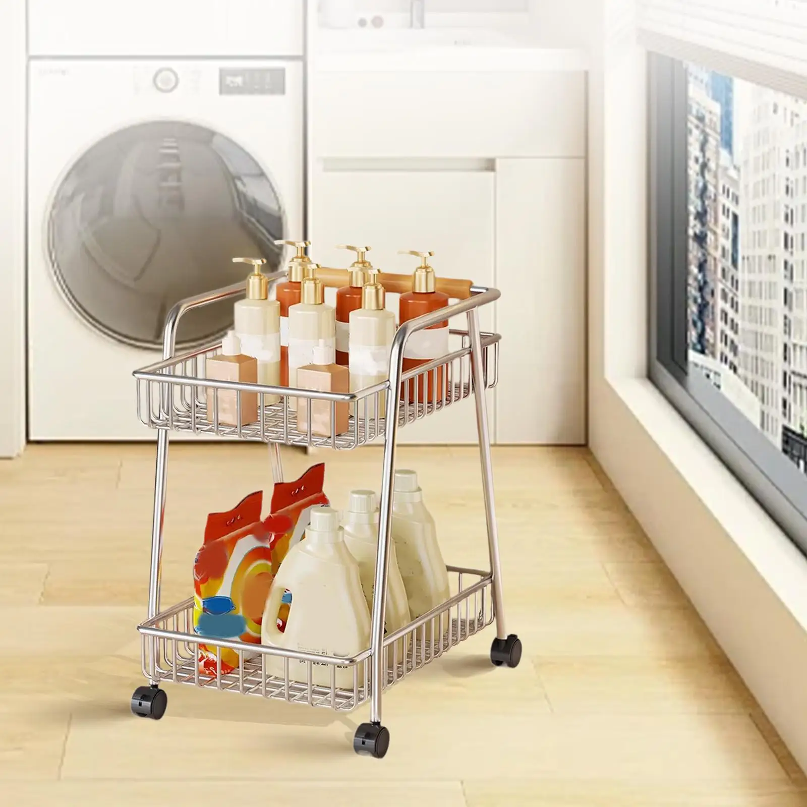 Laundry Room Storage Cart, Bathroom Organizer, Multipurpose 2 Tier Storage Trolley, Utility Cart for Bedroom, Kitchen
Laundry Room Storage Cart, Bathroom Organizer, Multipurpose 2 Tier Storage Trolley, Utility Cart for Bedroom, Kitchen
