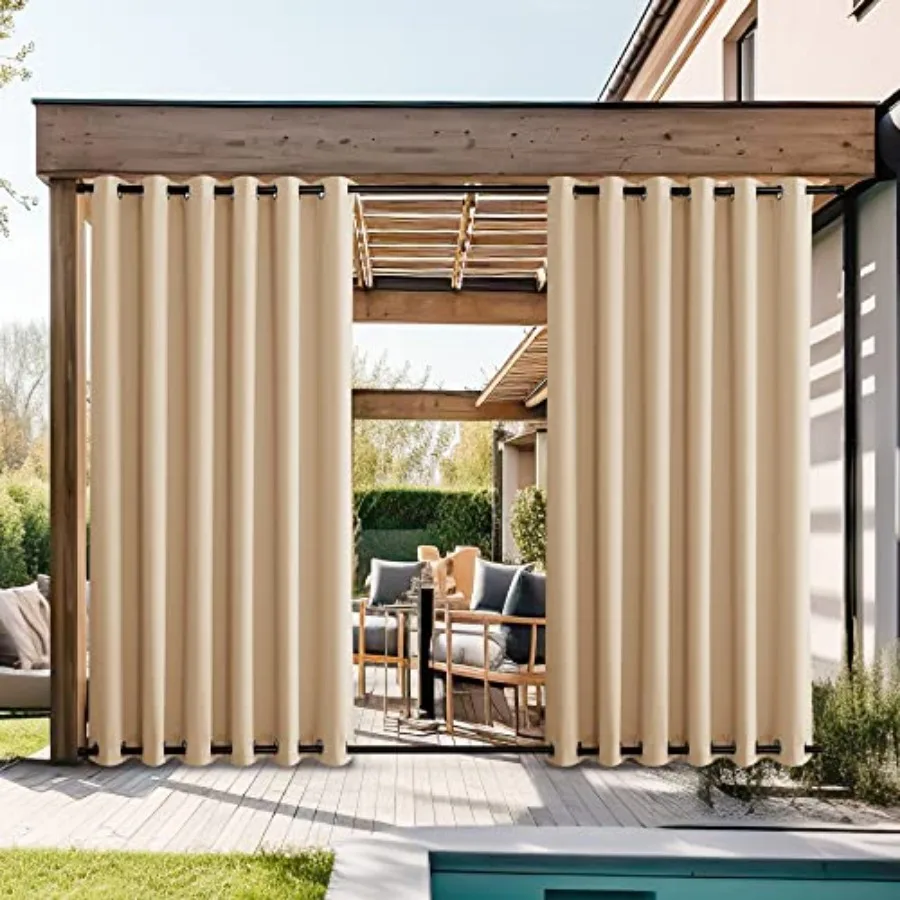 2 Panels Waterproof Patio Outdoor Curtains and Drapes, Windproof Thermal Insulated Top and Bottom Grommet Keep Sun and Rain Bla
2 Panels Waterproof Patio Outdoor Curtains and Drapes, Windproof Thermal Insulated Top and Bottom Grommet Keep Sun and Rain Bla