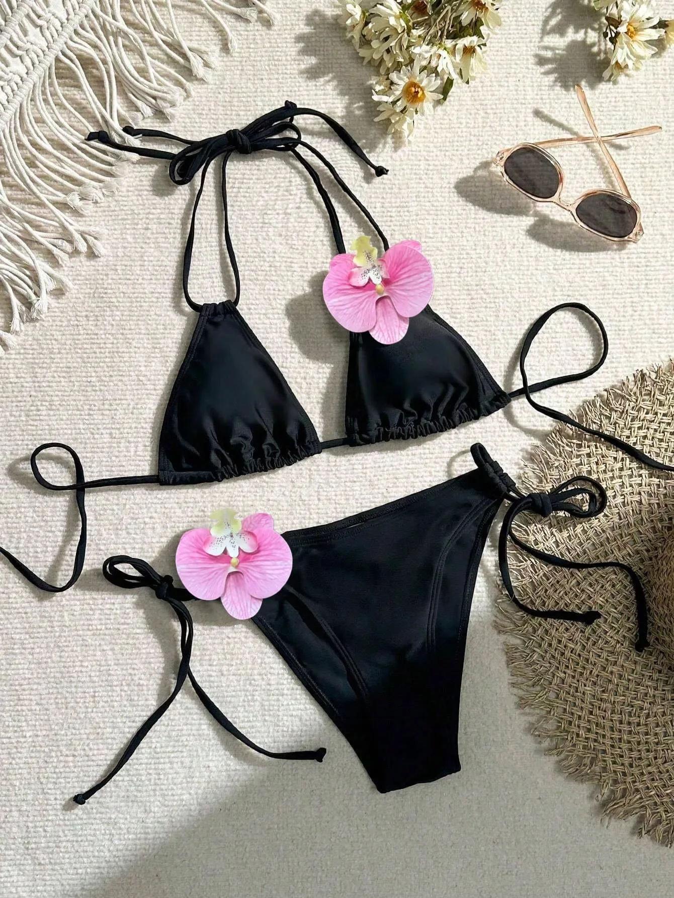 New Flower Push Up Bikini Sexy Halter Backless Biquini Set Solid Black Women Swimsuit Bathing Suit Summer Beach Wear
New Flower Push Up Bikini Sexy Halter Backless Biquini Set Solid Black Women Swimsuit Bathing Suit Summer Beach Wear