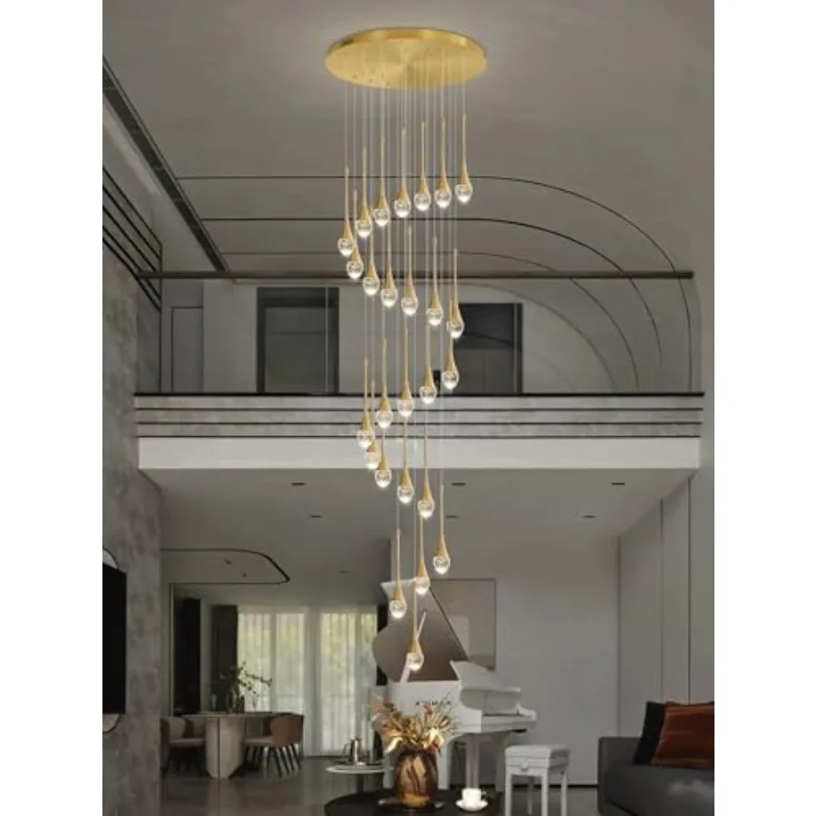 138'' Large Chandeliers for Living Room Modern Crystal Gold Chandeliers Spiral Staircase Pendant Light High Ceiling Lamp Fixtur
138'' Large Chandeliers for Living Room Modern Crystal Gold Chandeliers Spiral Staircase Pendant Light High Ceiling Lamp Fixtur