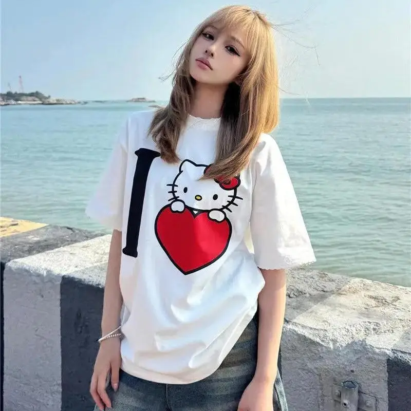 Sanrio Pure Cotton Short-Sleeved Hello Kitty Casual T-Shirt Summer Fashion Print Men Girl Couple Loose Versatile Cartoon Tshirt
Sanrio Pure Cotton Short-Sleeved Hello Kitty Casual T-Shirt Summer Fashion Print Men Girl Couple Loose Versatile Cartoon Tshirt