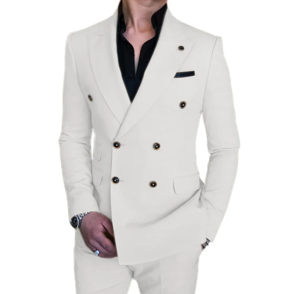 Men's Suit White Casual Two-piece Double-Breasted Office Meeting Blazer+ Pants
Men's Suit White Casual Two-piece Double-Breasted Office Meeting Blazer+ Pants