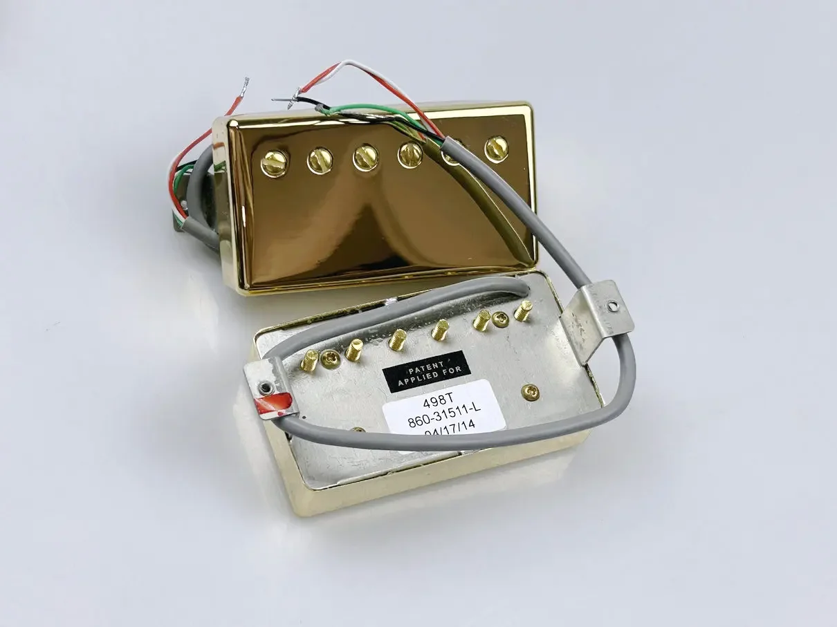 Комплект звукоснимателей для электрогитары GIB Alnico V Gib 498R 498T Humbucker с золотым покрытием
Комплект звукоснимателей для электрогитары GIB Alnico V Gib 498R 498T Humbucker с золотым покрытием