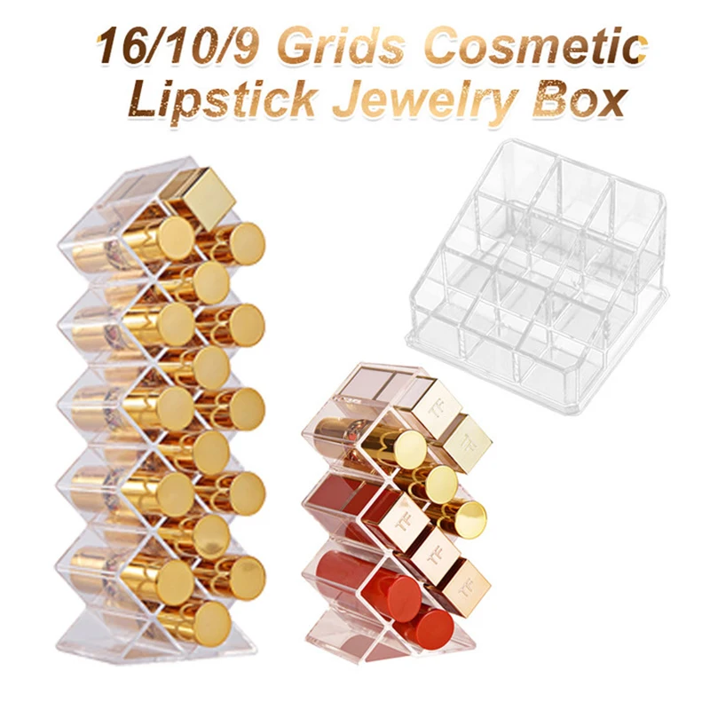 16/10/9 Grids Cosmetic Lipstick Jewelry Box Transparent Lipstick Storage Box Acrylic Makeup Organizer Storage Case
16/10/9 Grids Cosmetic Lipstick Jewelry Box Transparent Lipstick Storage Box Acrylic Makeup Organizer Storage Case
