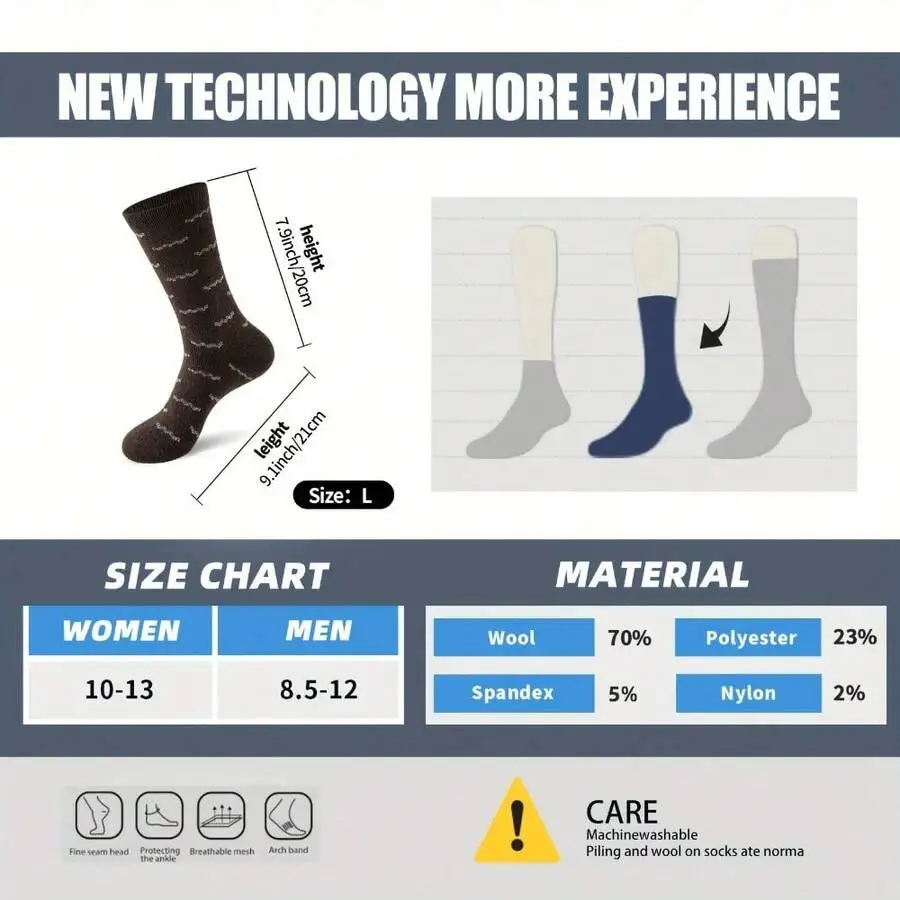 6 Pairs Mens Ski Socks Warm Soft Breathable Sweat Absorbing Seamless Comfortable Neutral Pattern
6 Pairs Mens Ski Socks Warm Soft Breathable Sweat Absorbing Seamless Comfortable Neutral Pattern