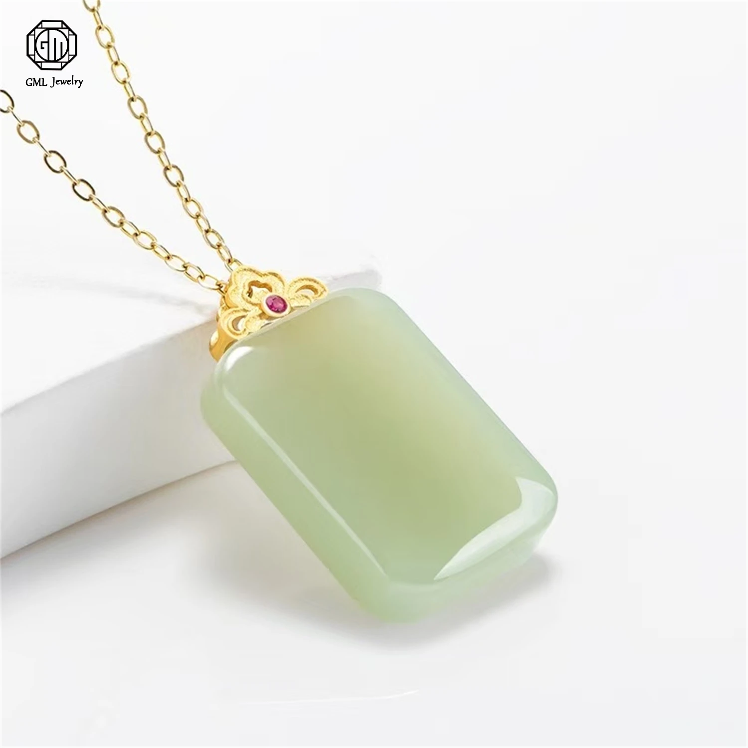 18K Gold Clasp Inlaid Minimalist Hetian Jade Large Cabochon Pendant Women Light Luxury Unique Exquisite Necklace Jewelry Gift
18K Gold Clasp Inlaid Minimalist Hetian Jade Large Cabochon Pendant Women Light Luxury Unique Exquisite Necklace Jewelry Gift