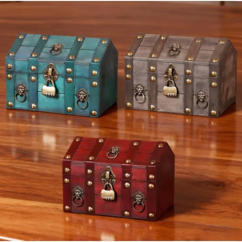 Vintage wooden storage box with unique decor; a small jewelry box with a lock and password lock; a treasure chest for pirates
Vintage wooden storage box with unique decor; a small jewelry box with a lock and password lock; a treasure chest for pirates