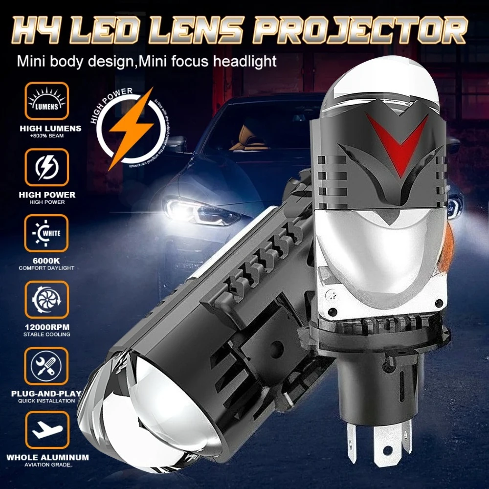120W H4 Lenses LED Car Headlight Bulb H4 Mini Projector Led For Motorcycle Headlight Hi/Low Beam Apply to Car&Motorcycle 12V
120W H4 Lenses LED Car Headlight Bulb H4 Mini Projector Led For Motorcycle Headlight Hi/Low Beam Apply to Car&Motorcycle 12V