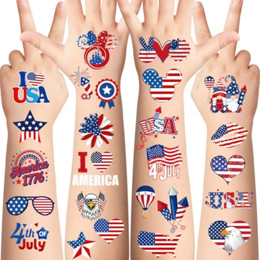 4th of July Temporary Tattoos, 48 Pcs Patriotic Independence Day American Flag Red White and Blue USA Flag Tattoo Stickers for
4th of July Temporary Tattoos, 48 Pcs Patriotic Independence Day American Flag Red White and Blue USA Flag Tattoo Stickers for