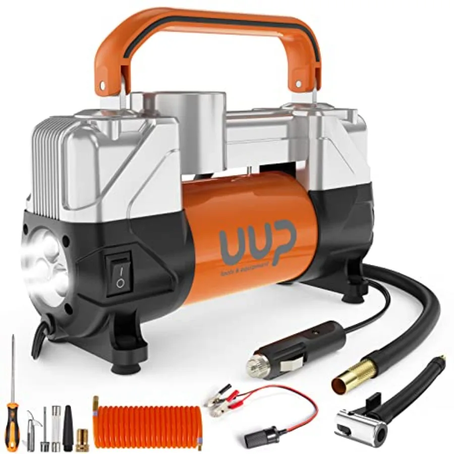 Tire Inflator Air Compressor 150PSI 12V DC Double Cylinders Heavy Duty Portable Air Pump w/Emergency LED Light for Truck SUV Ca
Tire Inflator Air Compressor 150PSI 12V DC Double Cylinders Heavy Duty Portable Air Pump w/Emergency LED Light for Truck SUV Ca