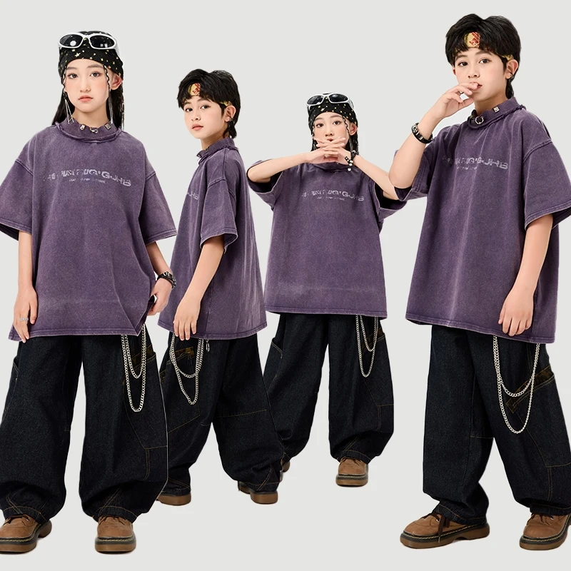 2025 Summer Kids Clothing Boys Hip Hop Dance Clothes Purple T Shirt Black Pants Girls Jazz Practice Wear Jogger Outfit BL16085
2025 Summer Kids Clothing Boys Hip Hop Dance Clothes Purple T Shirt Black Pants Girls Jazz Practice Wear Jogger Outfit BL16085
