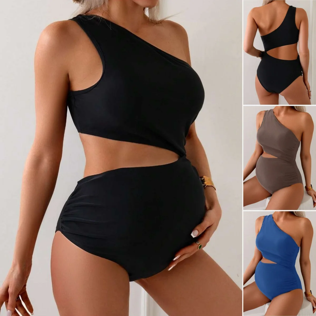 Maternity One-Shoulder One-Piece Swimsuit Women’s Solid Color Sexy Bodycon Swimsuit with Waist Cutout for Women
Maternity One-Shoulder One-Piece Swimsuit Women’s Solid Color Sexy Bodycon Swimsuit with Waist Cutout for Women