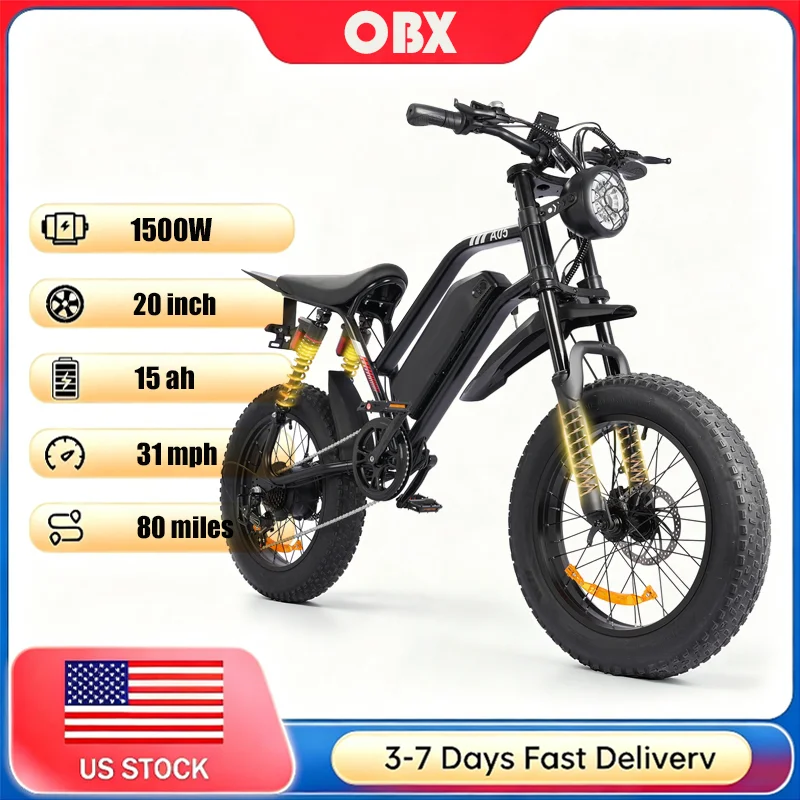 Electric Mountain Bike 1500W 48V 15Ah Battery E-Bike 70 Mile Range 20x4 Inch Fat Tire All-Terrain with LCD Display UL Certified
Electric Mountain Bike 1500W 48V 15Ah Battery E-Bike 70 Mile Range 20x4 Inch Fat Tire All-Terrain with LCD Display UL Certified